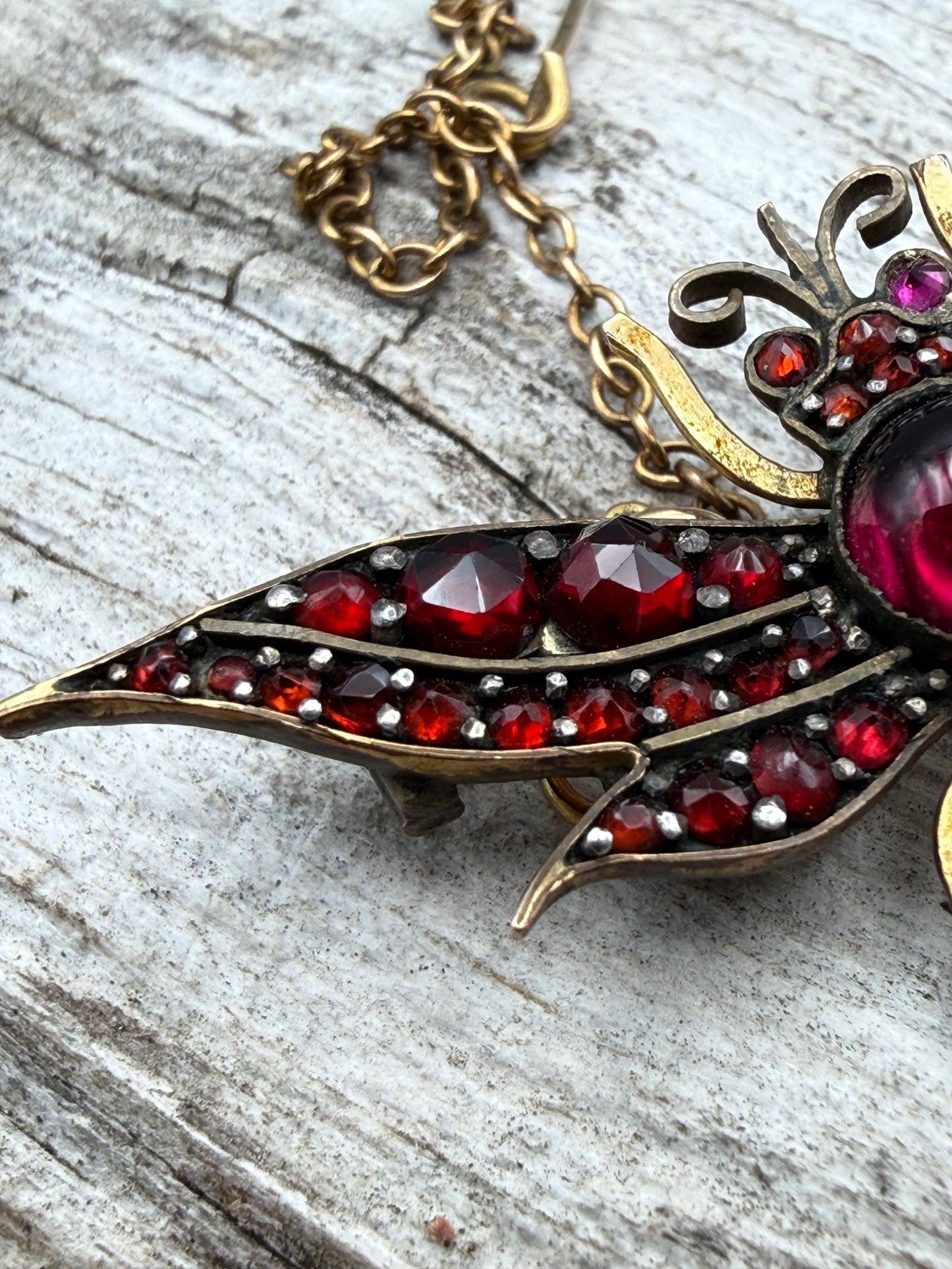 Antique Victorian Garnet Bug Brooch