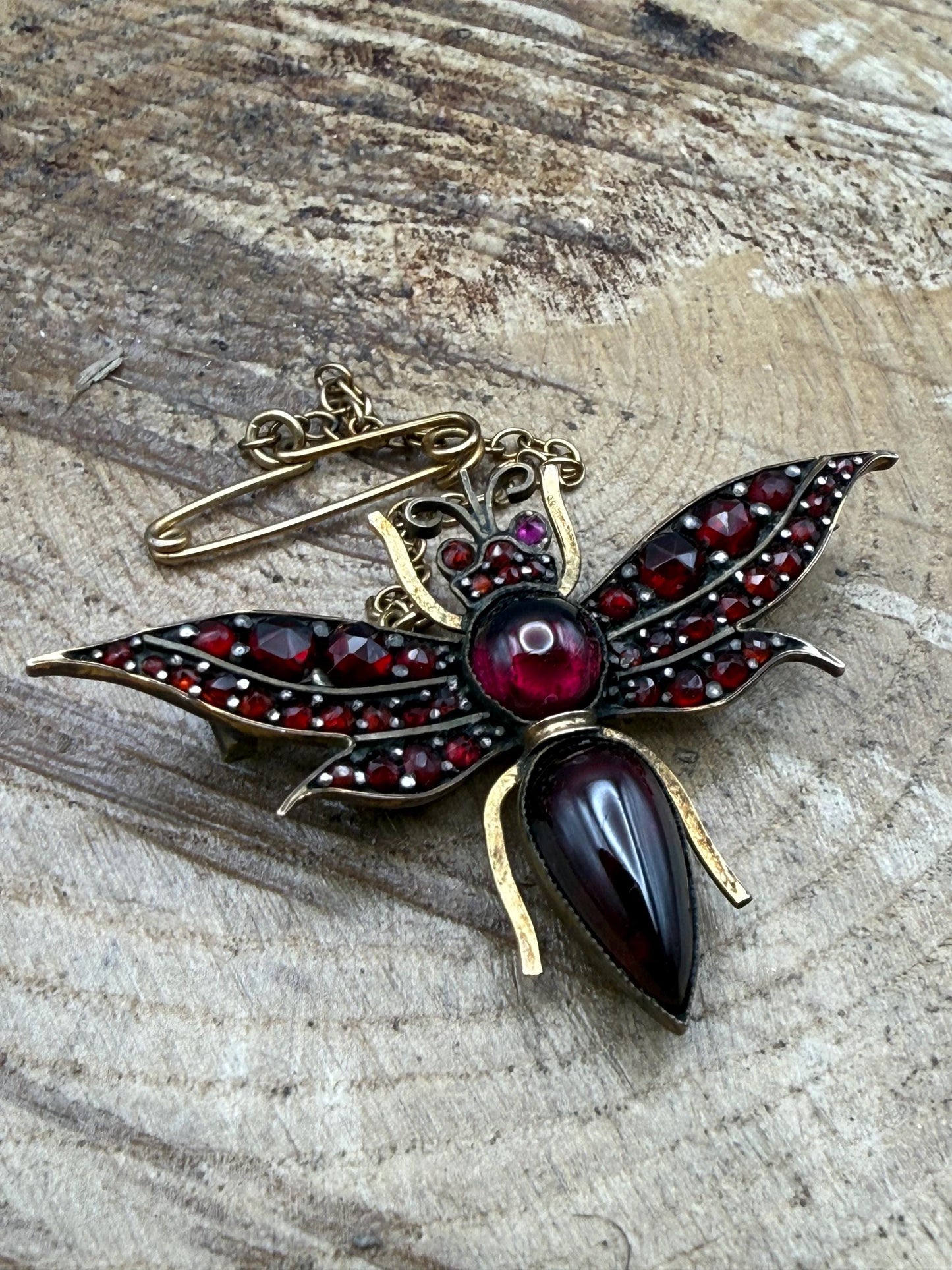 Antique Victorian Garnet Bug Brooch