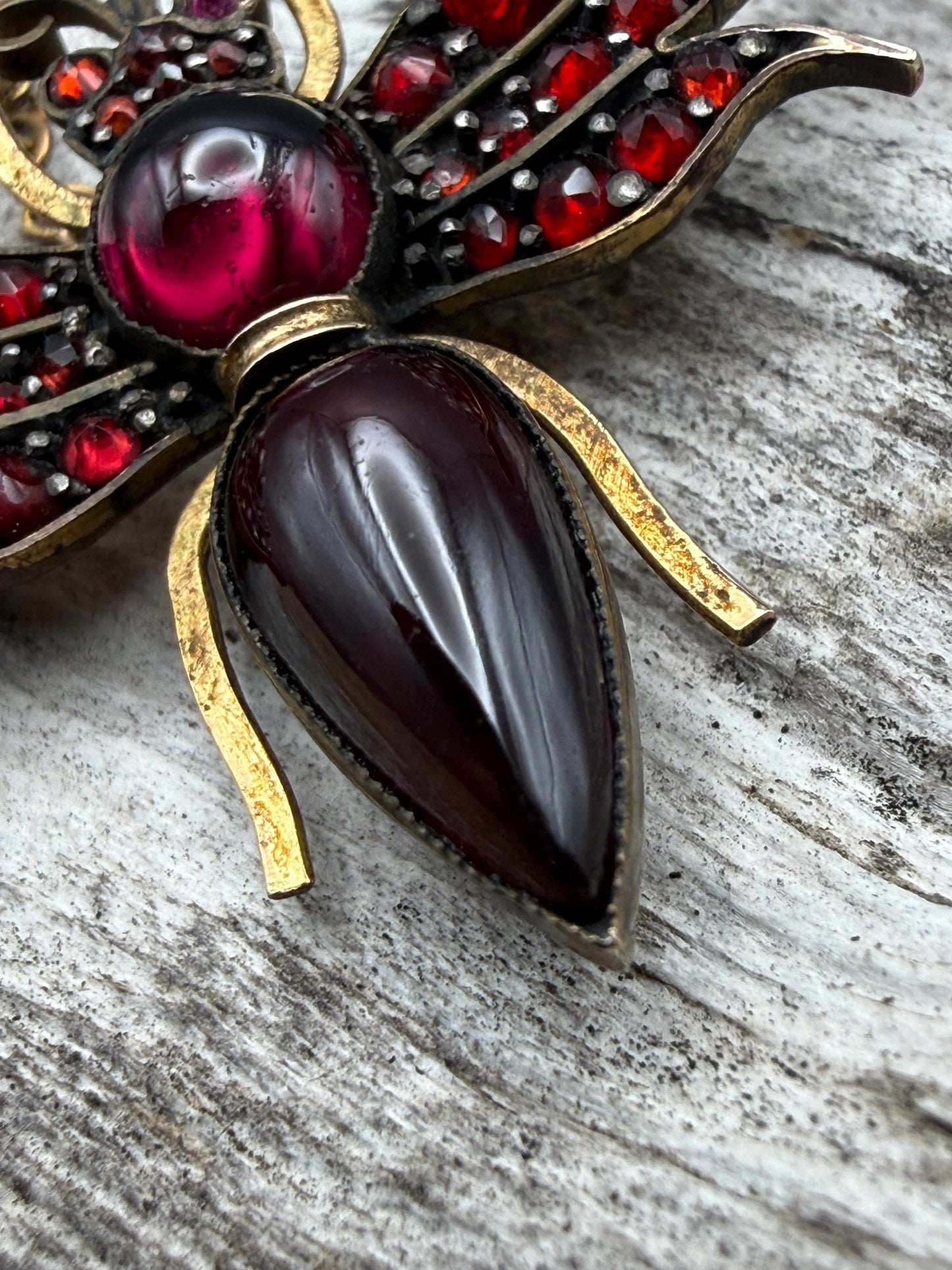 Antique Victorian Garnet Bug Brooch
